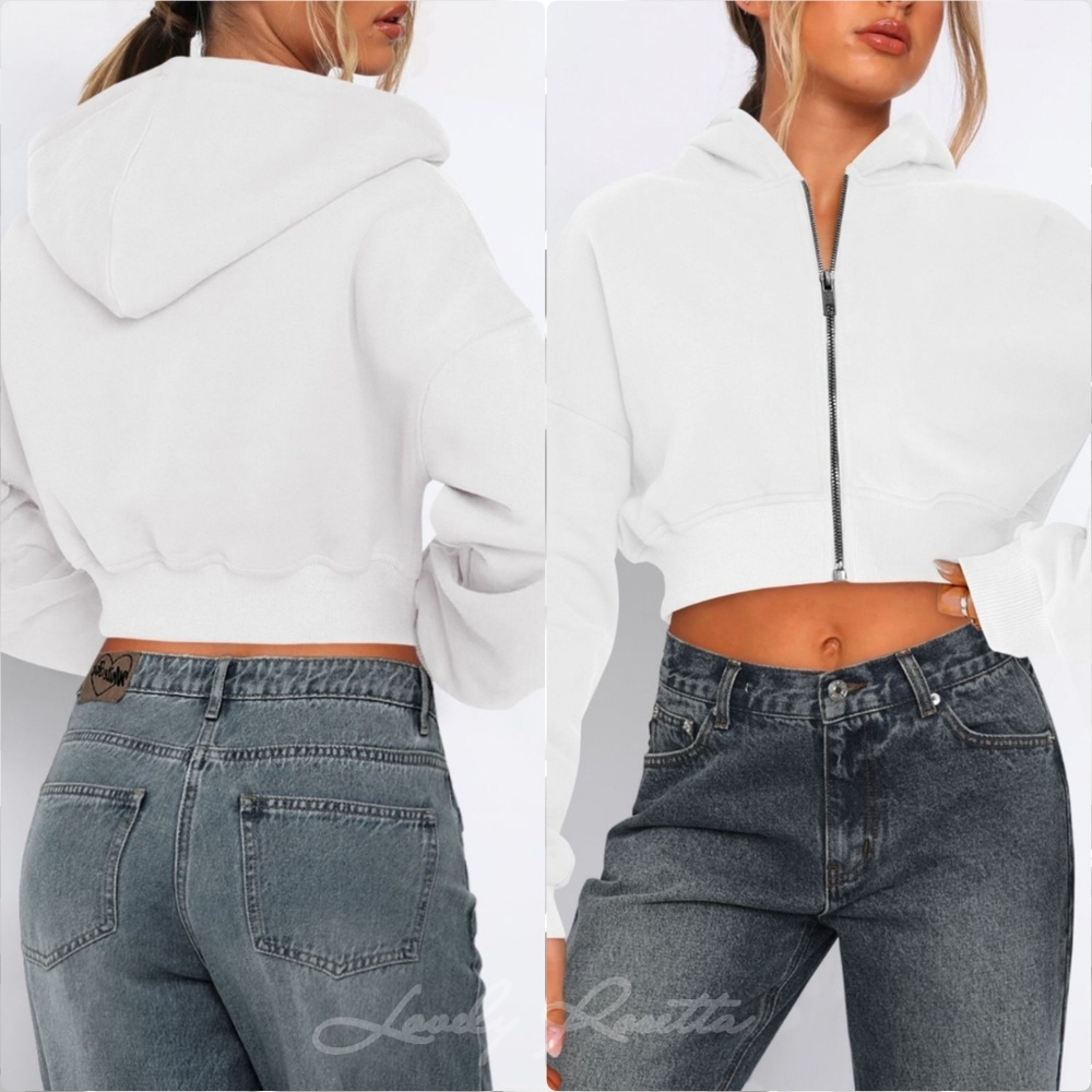 Cropped Hooded Zip-Up Jacket - Picture 6 of 7